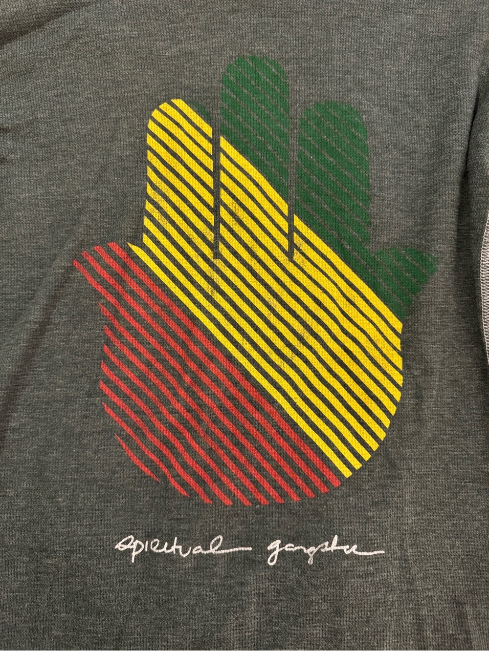 Spiritual Gangster Graphic Hamsa Tee - Green, Yellow, Red on.